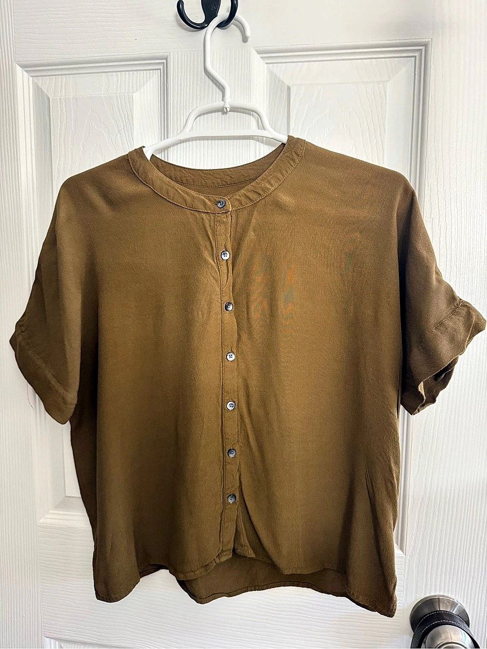 Madewell Button Front Blouse in Olive / Brown Size XS